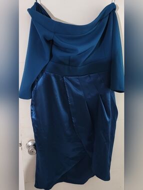 New York & Company Teal Blue Long Sleeve Wrap Dress